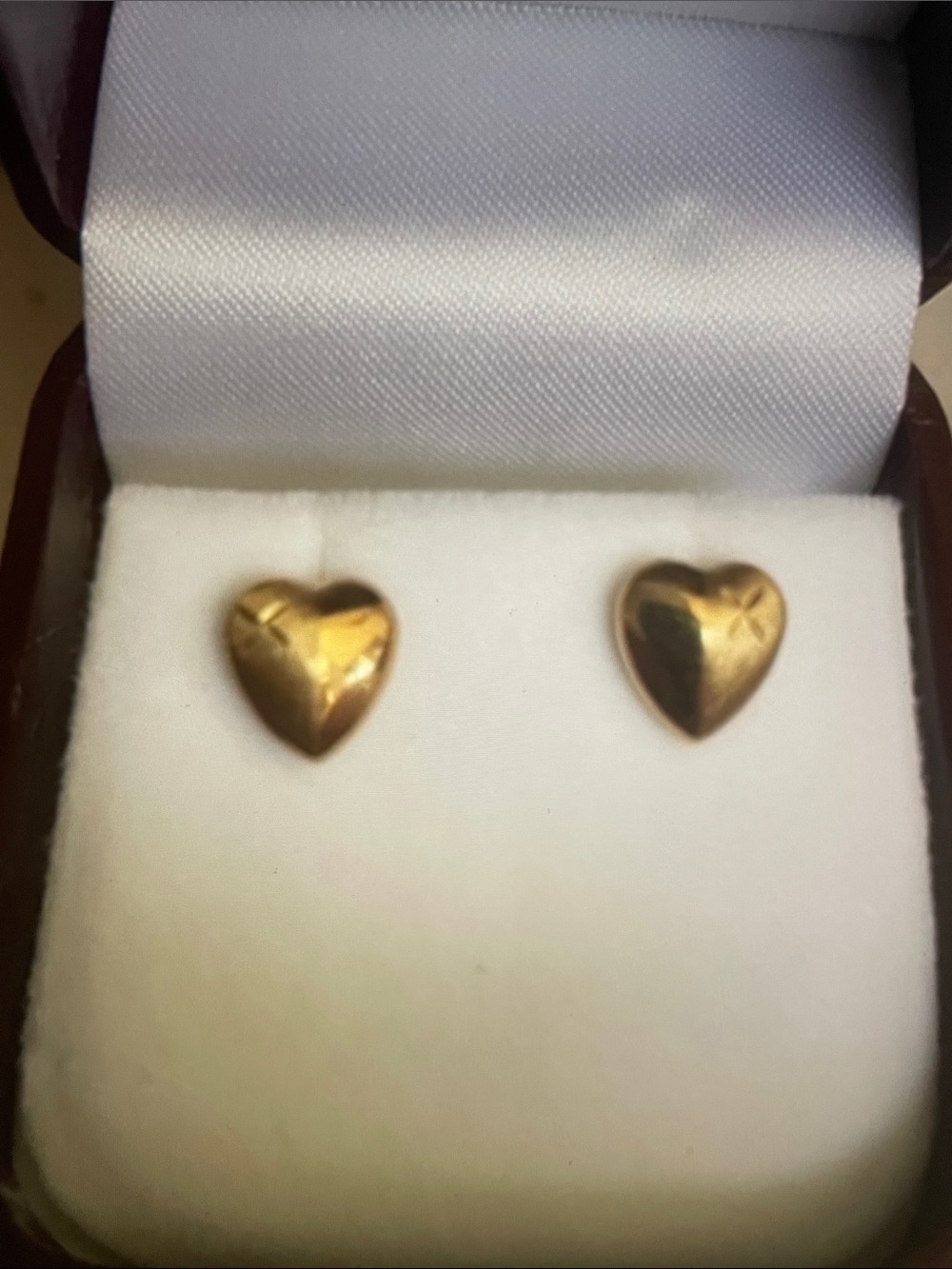 14k yellow Gold Puffed Heart Stud Earrings for Women - Polished Heart Design